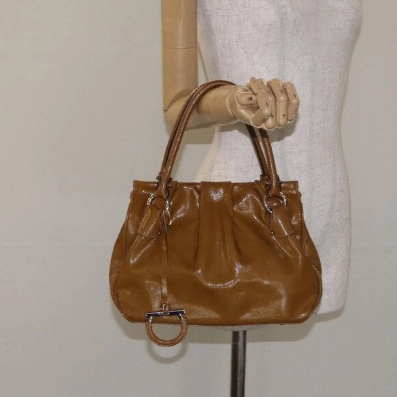 Salvatore Ferragamo Hand Bag Patent leather Brown Silver Auth BA3981 - Picture 13 of 15